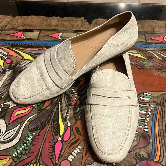 Club Monaco Kedda White Leather Loafers Size 38 Made In ITALY $229 - Picture 1 of 5